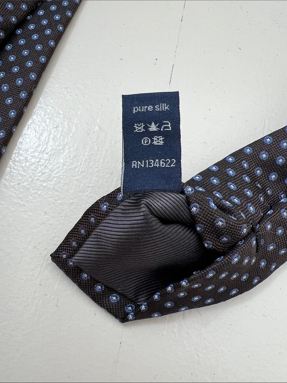 Suitsupply Dark Chocolate Brown Tie with Light Blue Dot Motif